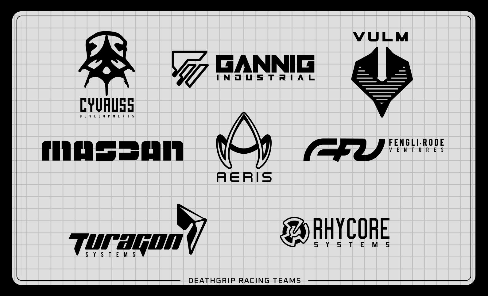 DEATHGRIP racing team logos.