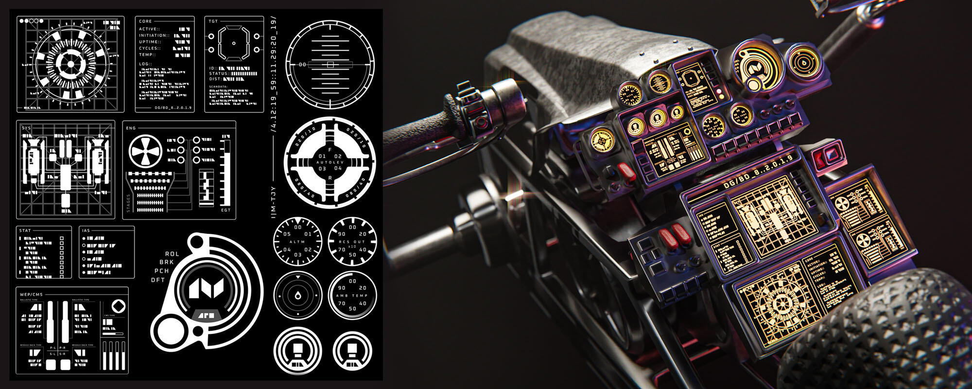 DEATHGRIP Racer cockpit and gauge design.